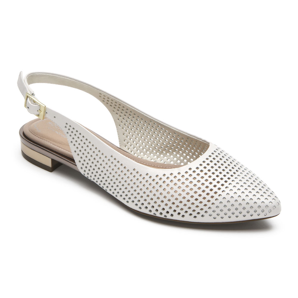 ロック ポート フラット シューズ レディース 白 - Total Motion Adelyn Slingback - SEF519326